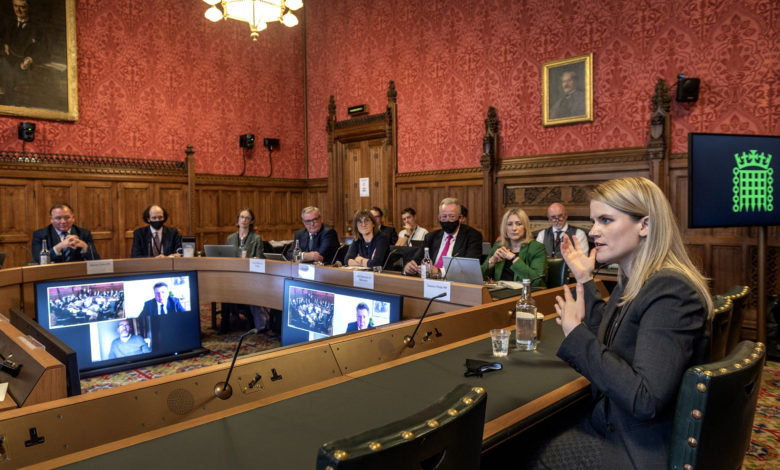 Frances Haugen, Facebook whistleblower, gives evidence to the UK Parliament. Photo Credit: UK Parliament 2021/Annabel Moeller