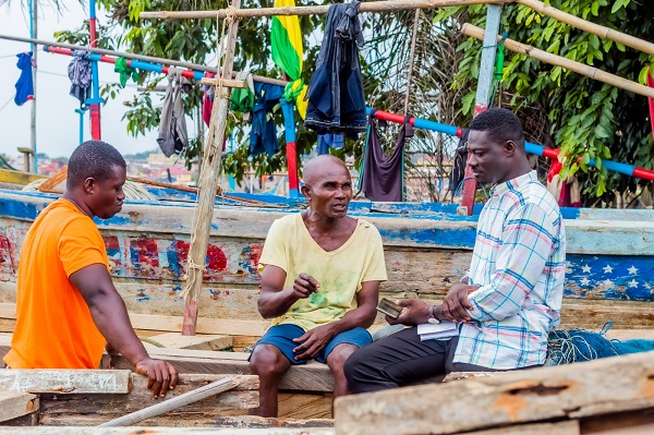 78 year old Papa Nketsiah recounts how the fishing business has changed. He thinks the changes in the climate could be a factor. Photo credit: Yusif Dadzie